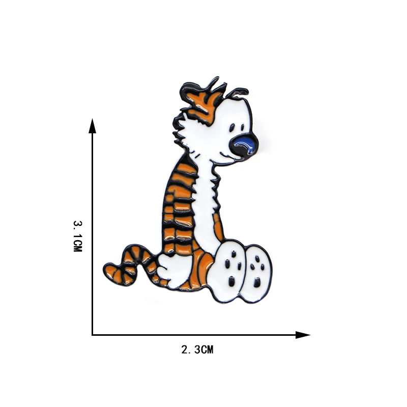 Эмалированная булавка Hobbes, креативный значок для мальчиков и девочек, значок с отворотом в виде капли масла, ювелирное изделие, персонализированная шляпа/рюкзак, подарок, брошь S172