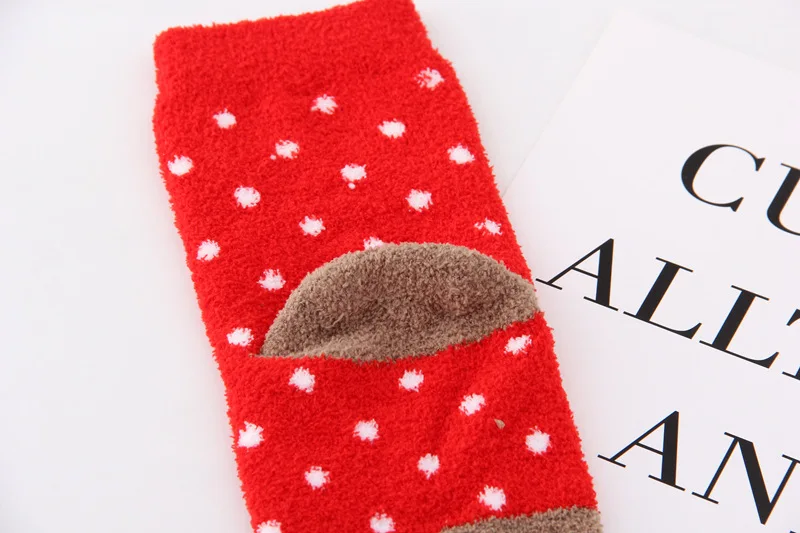 4 Pairs/lot Winter Socks Warm Soft Coral Fleece Men's Women's Padded Cartoon Elk Santa Claus Snowflake Socks Christmas Gifts