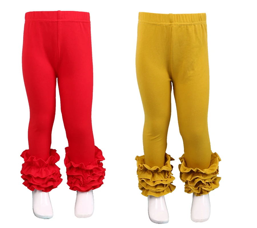 Разноцветные штаны из хлопка, однотонные леггинсы, однотонные штаны для девочек, детские штаны с оборками