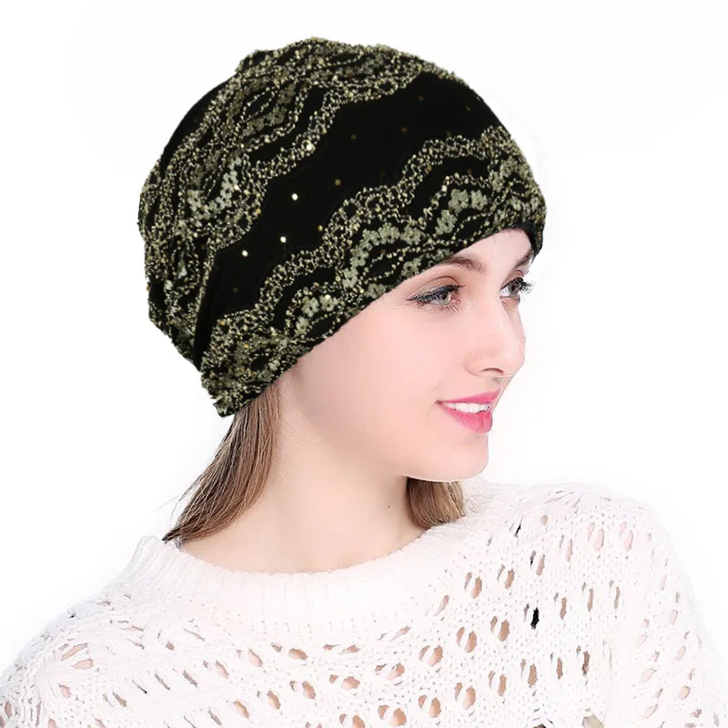 YGYEEG зимняя женская шапка, теплые шапки, повседневный вязаный берет, шапка s, одноцветная, кружевная, в стиле хип-хоп, Skullies, унисекс, женские шапочки
