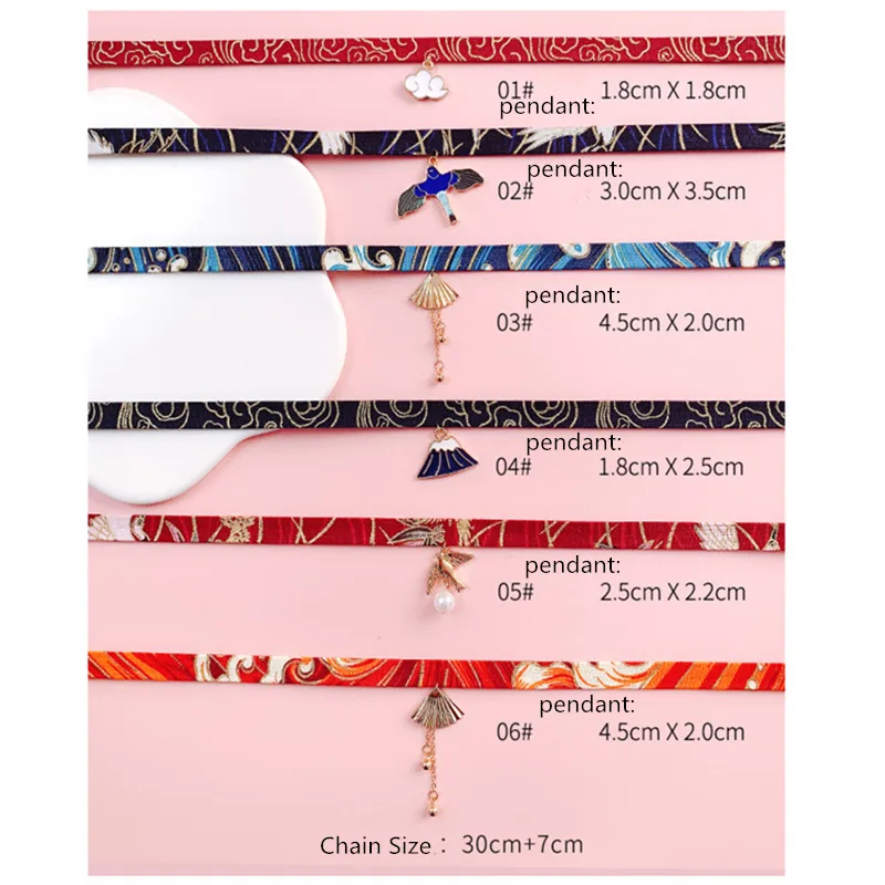 DoreenBeads классический японский стиль лента веревка кукла чокер милый романтический женский птица кошка Карп короткое ожерелье с подвеской, 1 шт