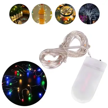 

2M Fairy Garland Outdoor LED String Lights 20 Leds Fairy Led String Lights Copper Wire Button Battery Operated Wedding Romantic