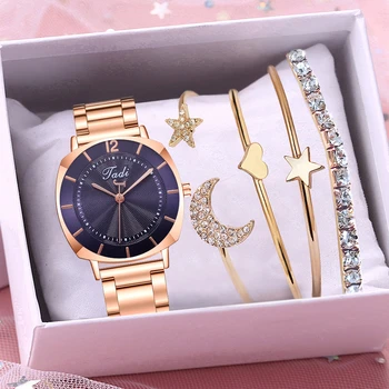 

Tadi Brand Women Rose Gold Stainless Steel Square Watches Bracelet Set Luxury Ladies Quartz Sports Watches Reloj Mujer