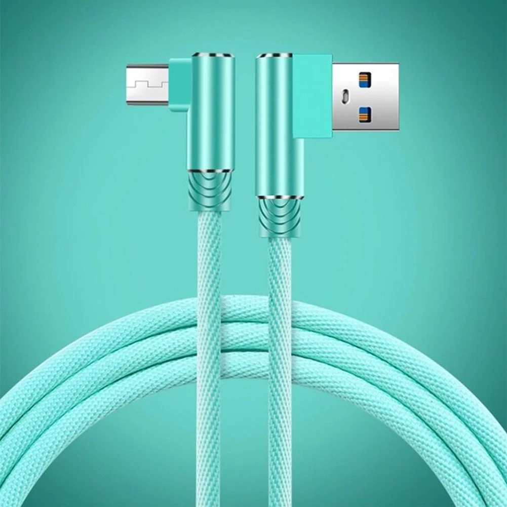 Прочный Micro USB тип данных C Быстрая зарядка USB кабель для передачи данных под прямым углом для samsung Xiaomi - Цвет: Micro USB Green
