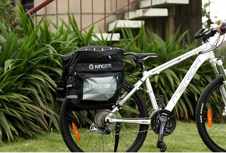 Cheap Bicycle Trunk Bags Cycling Double Side Rear Tail Seat Pannier Pack Bike Luggage Container Bag with Fixed Belt+A Rainproof Cover 12