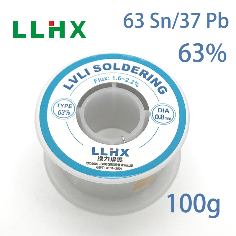 LLHX Solder Wire 100g 63% Tin For Soldering 0.6/0.8/1.0/1.2/1.5/2.0/2.3mm Welding Wire Flux-core Solder Rosin Core Soldering