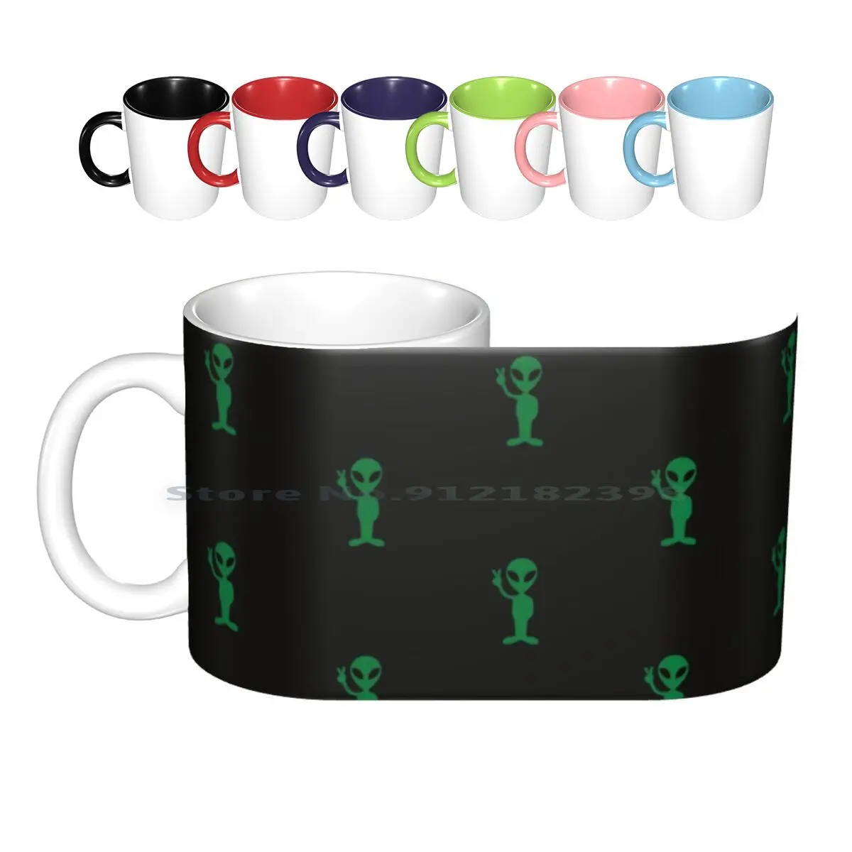 Just Love A Green Ceramic Mugs Tazze Da Caffè Tazza Da Tè Al Latte Space Ai Intelligenza Artificiale Martian Favorite Spaceship Stars Moon