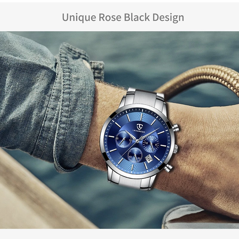 LAVAREDO Топ Роскошные брендовые креативные бизнес водонепроницаемые кварцевые часы для мужчин из нержавеющей стали полностью стальные мужские часы A5
