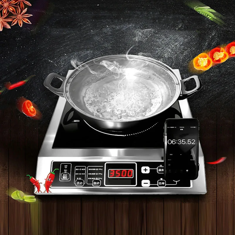 3500W Home High Power Induction Cooker Commercial Flat Desktop Button Stainless Steel Soup Stir-fry