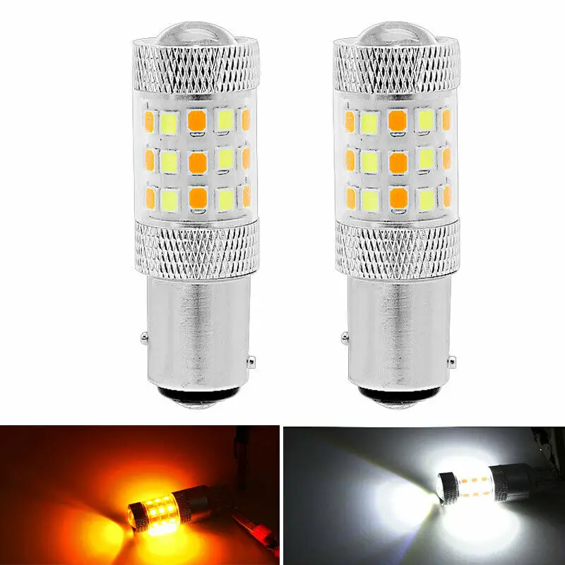 2x1157 BAY15D 42SMD Белый/янтарный двухцветный переключатель поворотного сигнала светильник светодиодный лампочка