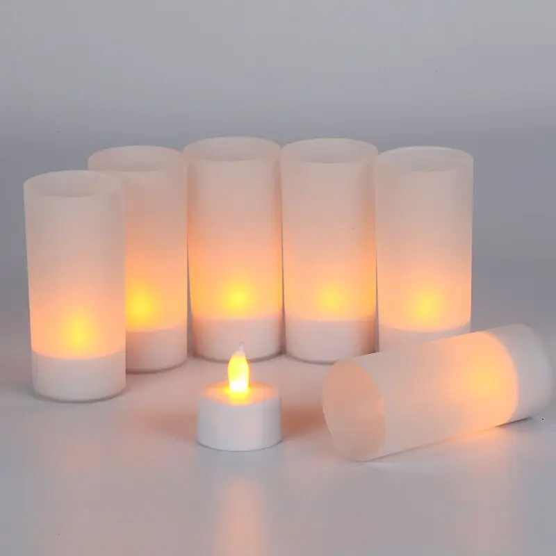4 led rechargeable tealight LED Flickering Candles Rechargeable 4 Candles Lights 
