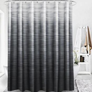 

180*180cm Top And Bottom Gradient Print Stripes Shower Curtain Bathroom Bath Curtains Easy Clean Shower Waterproof Curtain