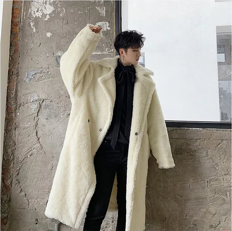 Зимняя одежда Корея Dongdaemun мужской длинный абзац свободный мех ягненка пальто темперамент Молодежный утолщение плюшевое пальто