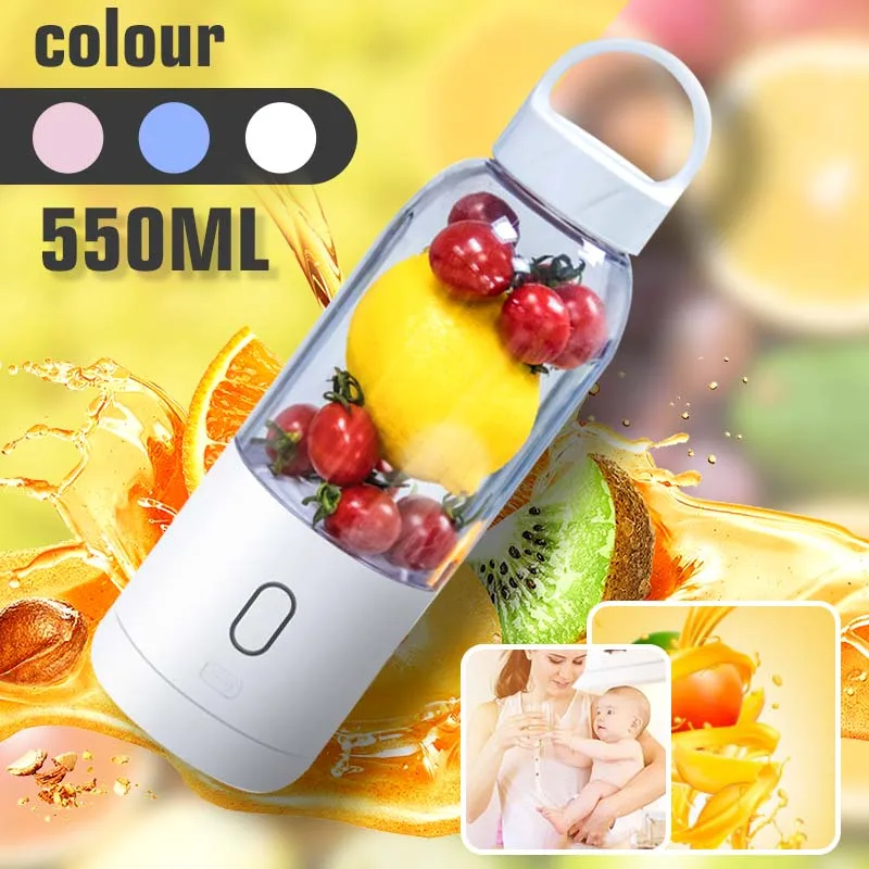 

550ml Portable Electric Juicer Blender-Cup Fruit Mixer Extractors Milkshake USB Rechargeable Multifunction Juice Maker Machine