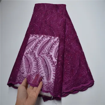 

Embroidered African French Lace 2019 High Quality Nigerian Lace Fabric Dubai Tulle French Lace Material Fabric With Stones