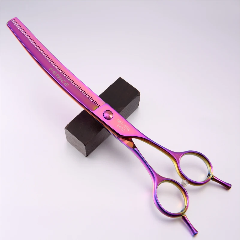 Skup Fenice high end 7.0 cala profesjonalne nożyczki do pielęgnacji psów zakrzywione nożyce do cieniowania dla psów i kotów sierść zwierzęca tijeras tesoura
