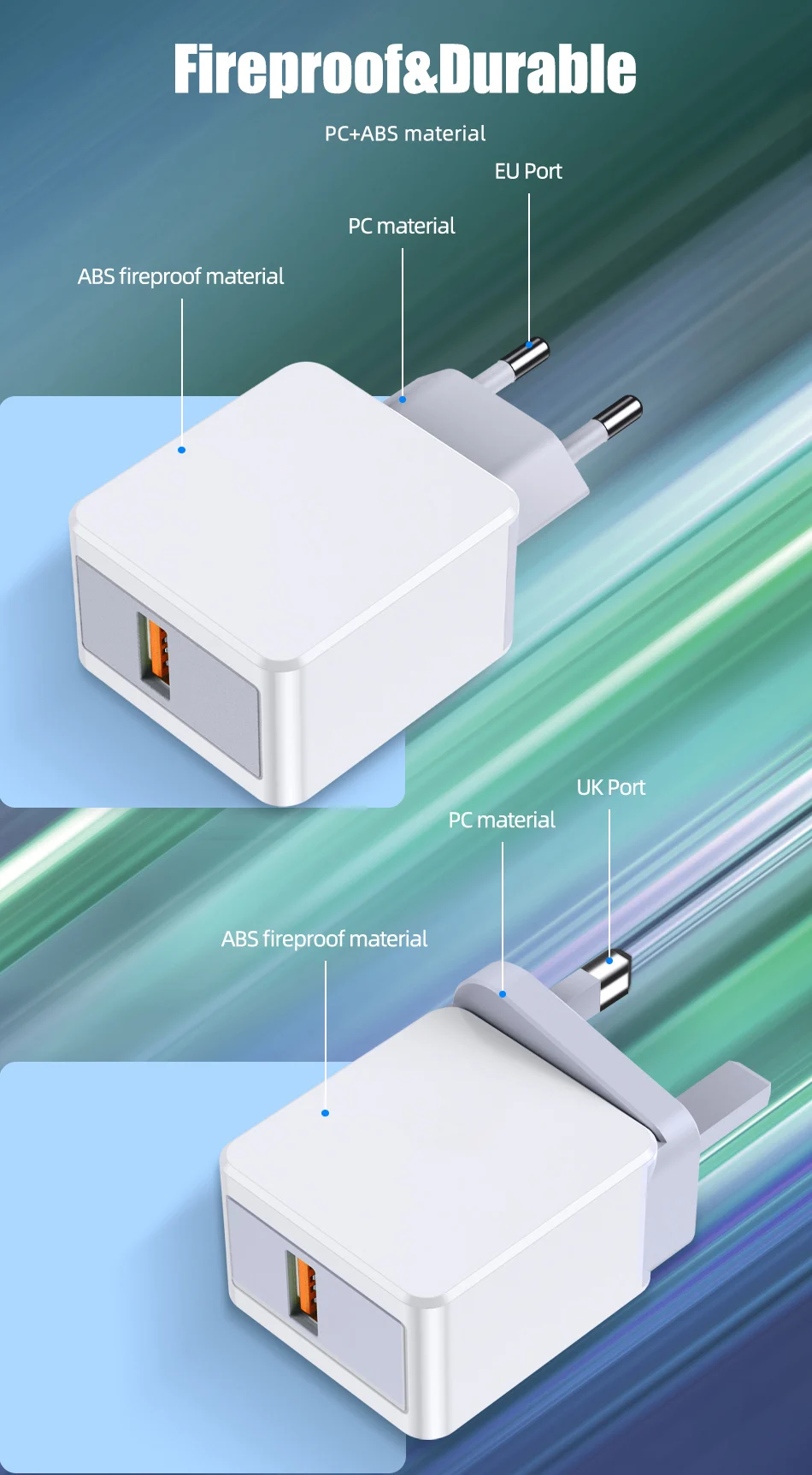 !ACCEZZ 2.4A USB Quick Charge 3.0 EU UK Wall Charger for iPhone SE 2020 Note 8 Realme 5 Pro Portable Fast Charging Phone Adapter (5)