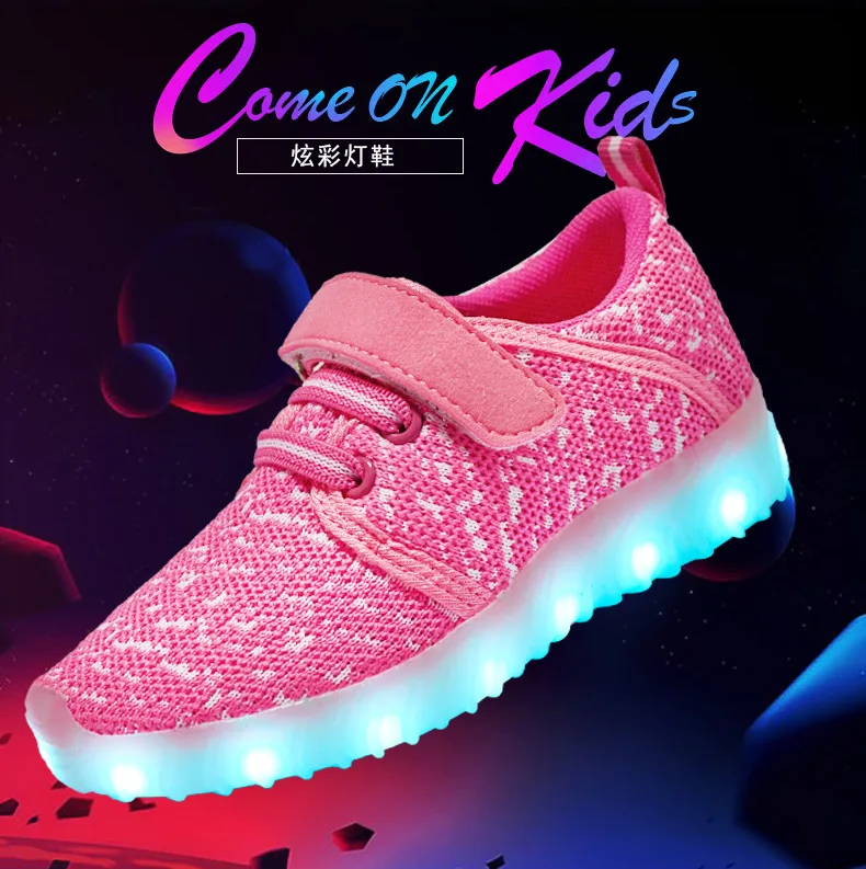 Uncle Jerry Child Summer Shoes light up shoes for Boys and Girls LED Sneakers USB Rechargeable Breathable Children Casual Shoes children's shoes for sale