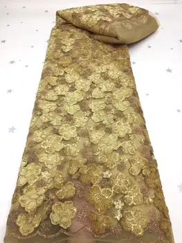 

gold african velvet lace fabric 2020 high quality embroidery with sequins french sequins laces nigerian fabrics for dress