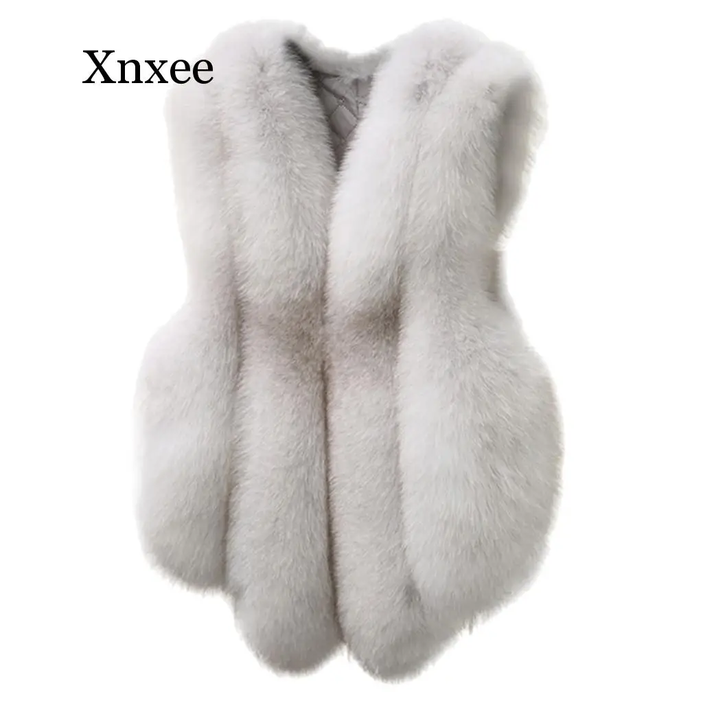 

Fur Vest 2019 Casual Open Stitch Solid Waistcoat Coat Plus Size Women's Slim Vest Warm Short Winter Jacket