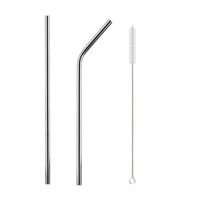 Vibrant Reusable Stainless Steel Straws with Cleaning Brush - Eco-Friendly Drinkware Set