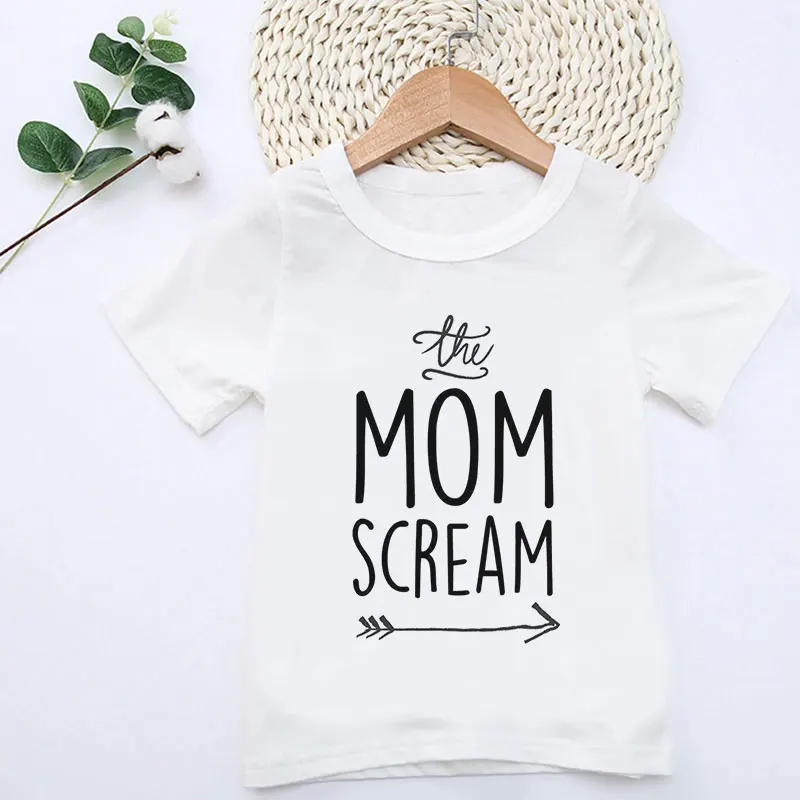 Vogue Happy Mother's Day Harajuku Cute Print Girls Shirts Summer White Clothes T-shirt Kids Harajuku Funny Boys T Shirts Kawaii