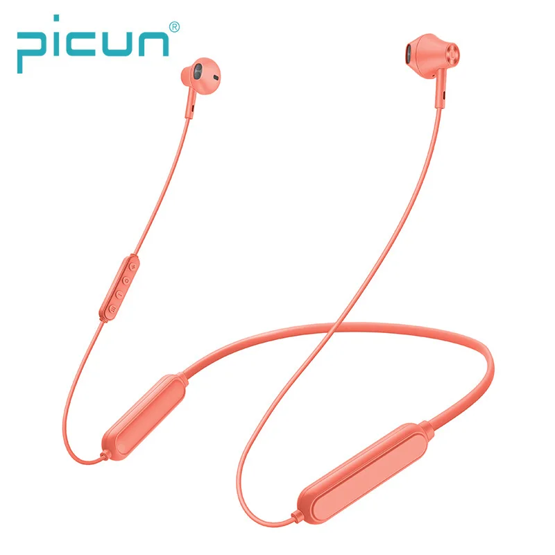 orange New Picun X3 Wireless Bluetooth Earphone V5.0 IPX6 Waterproof Sweatproof Sports Headset Magnetic Design Neckband Stereo Earbuds - Цвет: orange