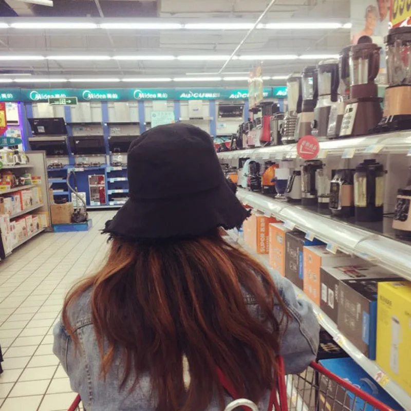 Новинка, хлопковая льняная Панама, женские одноцветные складные шапки для рыбаков, дамские потертые летние шляпы от солнца, шапка для рыбалки