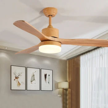 

42 inch LED ceiling fan remote control wooden Home fans with light 24w 220v retro living room dining bedroom dimming cooling fan