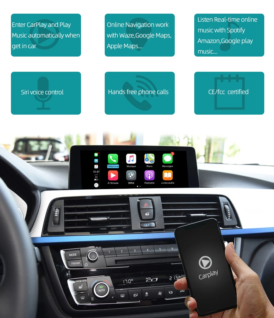 Sinairyu wifi беспроводной Apple Carplay для BMW Модифицированная 4 серия F32 F33 F36 NBT 2013- Android Авто/зеркало Waze Spotify карты