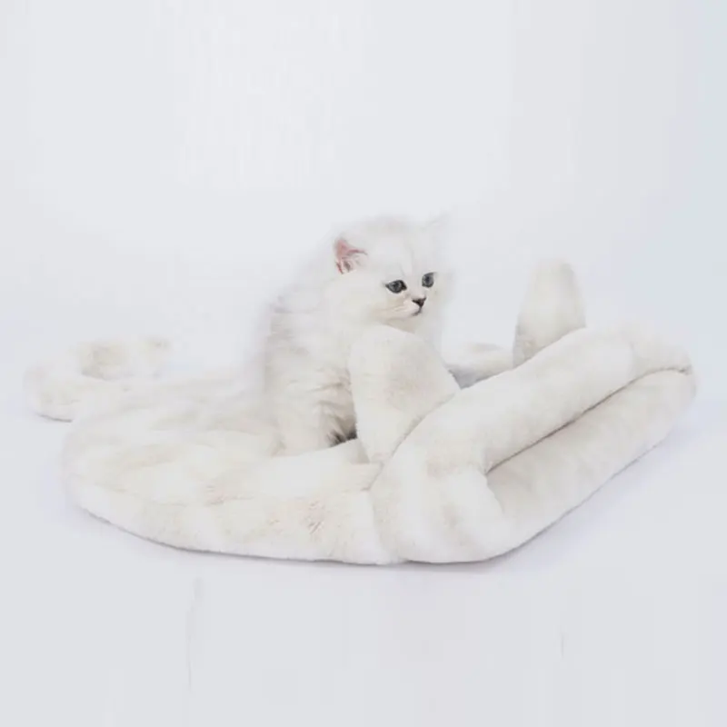 

Round Plush Cat Bed House Warm Cat Sleeping Bag Small Winter Kennel Soft Nest Cave Washable Cama De Gato Pet Products 50MW97