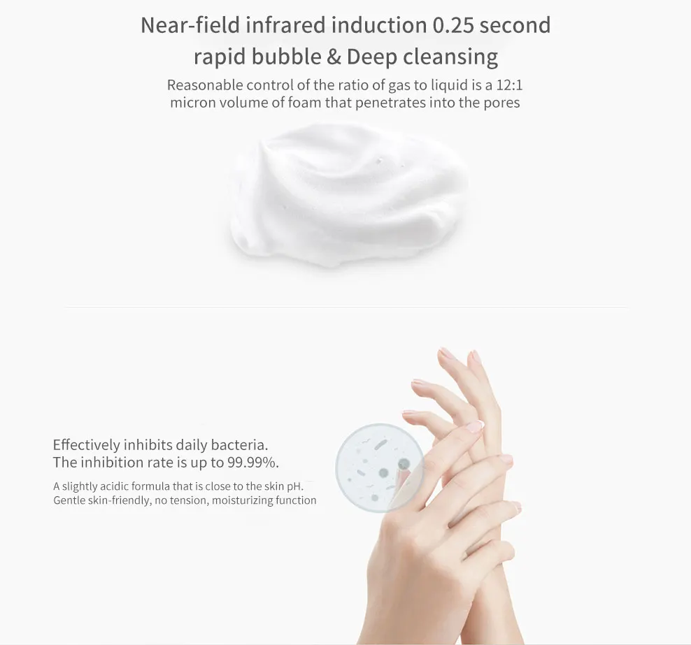 Xiaomi Mijia автоматический индукционный Пенообразователь для мытья рук диспенсер для мыла Автоматический Инфракрасный датчик для мыла 0,25 s для умного дома