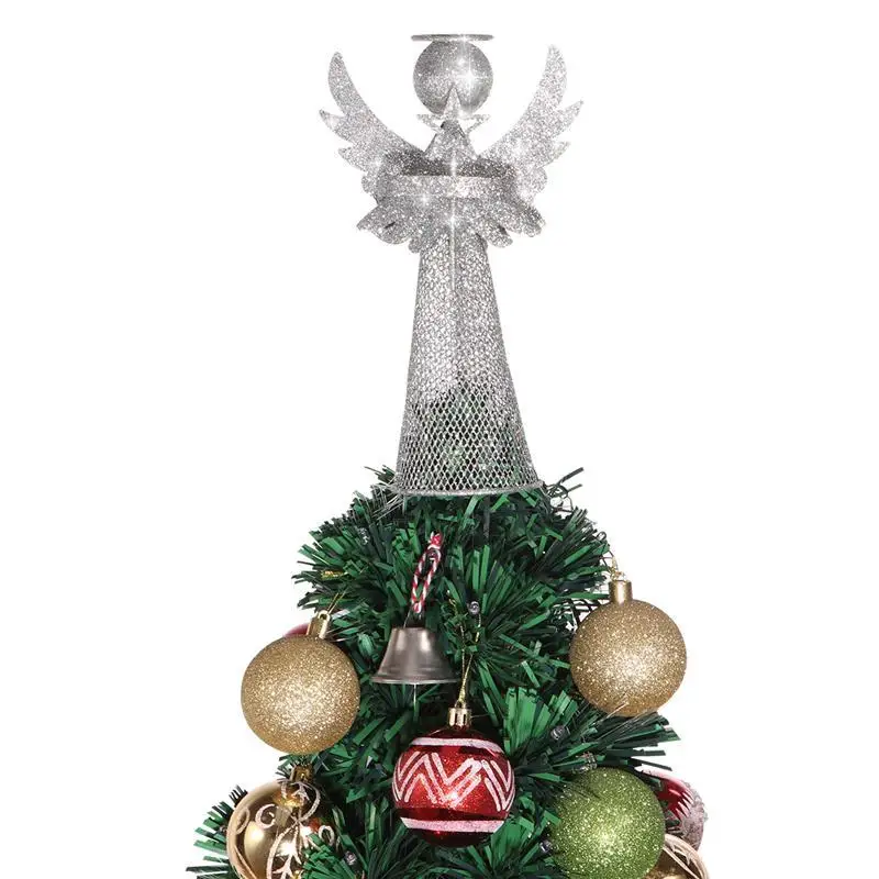 Amosfun Silver Christmas Tree Topper Treetop Decoration Figure For Festive Home Ornament