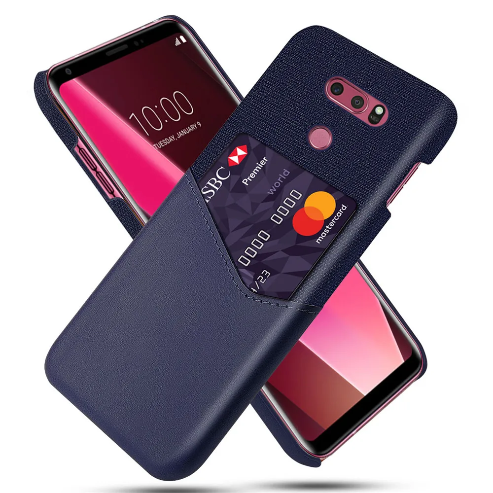 Кожаный держатель для карт чехол для телефона для LG V30 S V50 ThinQ K50 K40 K20 Q60 G8S чехол для телефона для LG Q8 ThinQ Aristo2 Stylo 5 Fundas - Цвет: Case-Blue