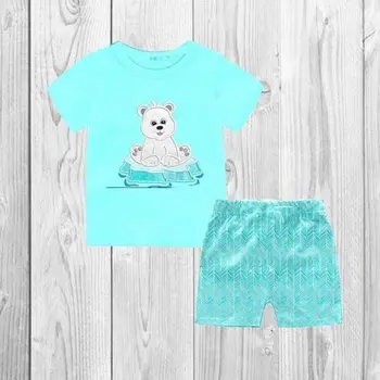 

Adorable ruffle baby boy boutique bargain two pieces kids clothing outfit