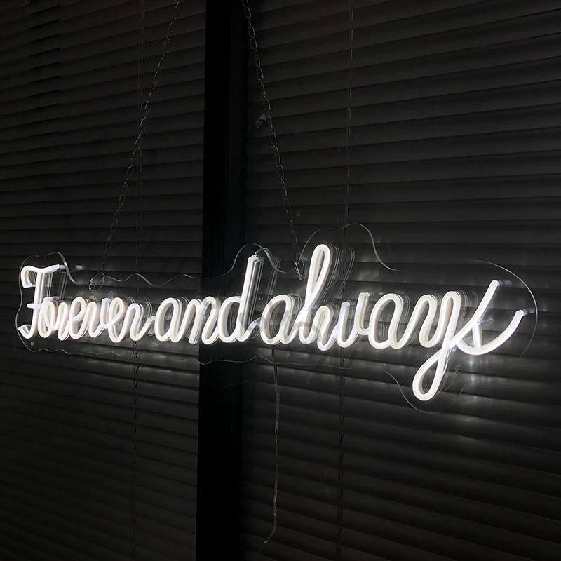 

HDJSign led neon sign Forever and always for room phrase Transparen acrylic flex warm light Custom home wall hanging decor