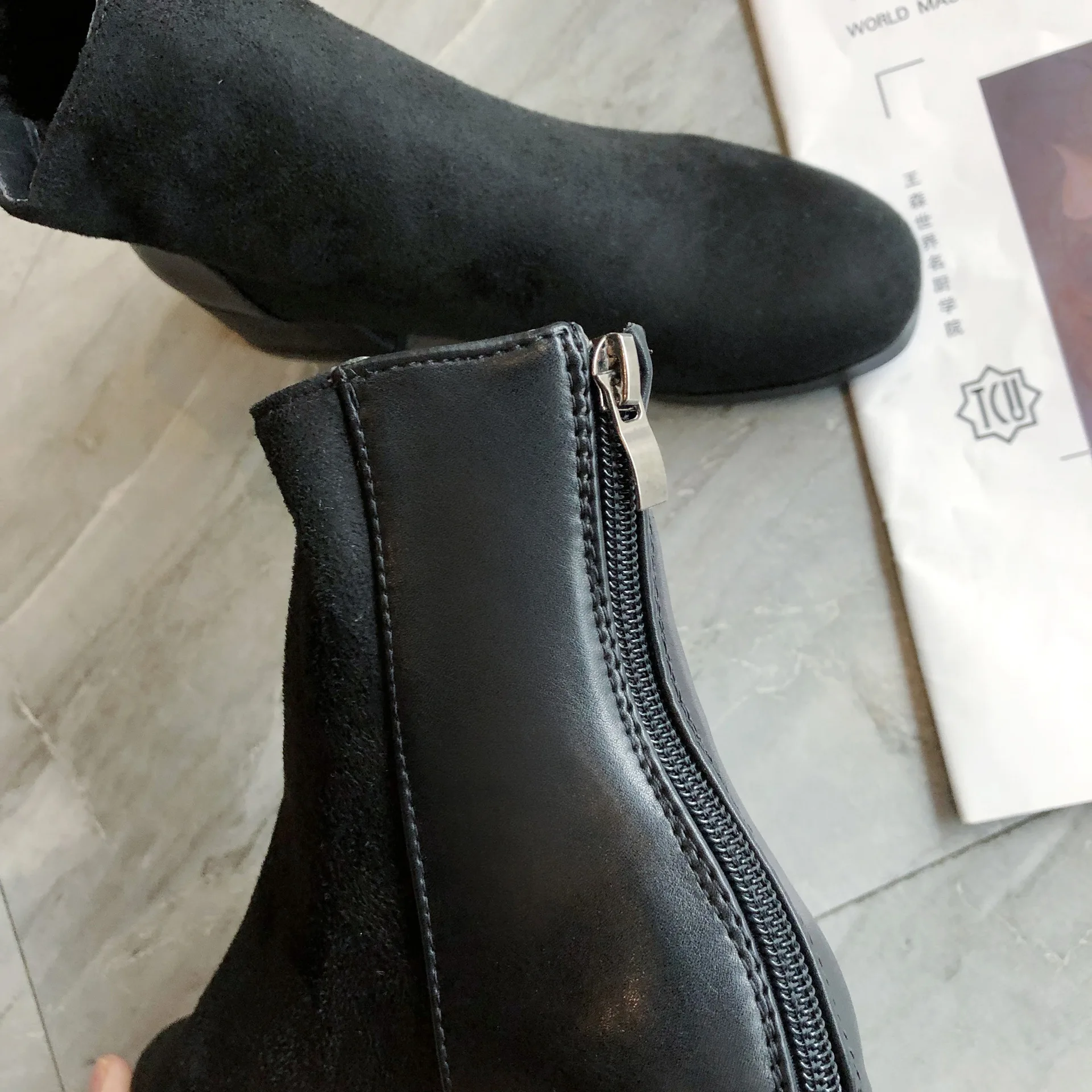 Women Zip Ankle Boots Hollow Out Female Retro Autumn Women's Casual Thick Low Heels Ladies Shoes Woman