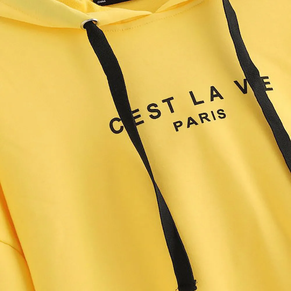 JAYCOSIN Fashion Women Casual Simple Sweatshirt Letter Long Sleeve Comfortable Popular Solid Color Soft Sweatshirt Blouse Tops