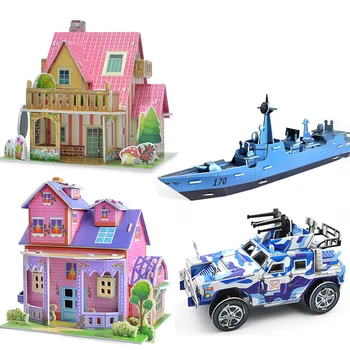 

3D Puzzle Diy Games and Puzzles Model Building Safe Castle Early Education Toys Princess Prince Cartoon Toys for Children Gift