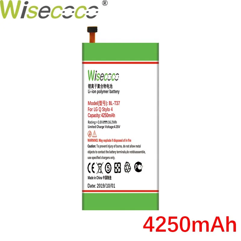 Wisecoco BL-T37 4250 мАч аккумулятор для LG Q Stylo 4 Q710 Q710MS LM-Q710CS LM-Q710MS батарея высокого качества+ номер отслеживания