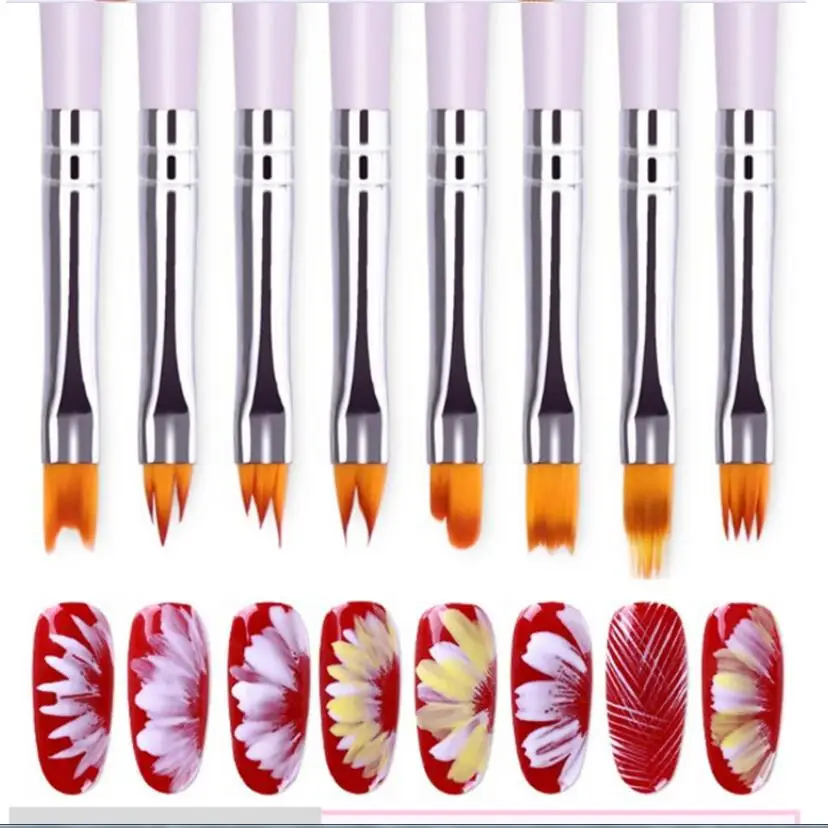 

8pc 14.8cm Nail Art Flower Drawing Pen Painting Brushes Dotting Design Manicure Nail Gel Varnishes Tool T0441