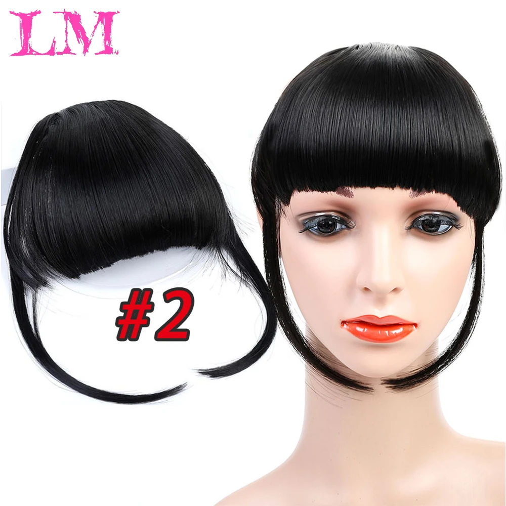 LiangMo клип челка волос черный коричневый тупой синтетический поддельный край женский парик челка - Цвет: 2