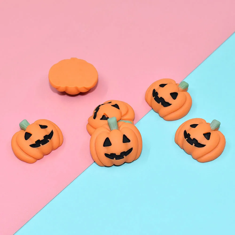 20Pcs Cute Halloween Pumpkin Flatback Resin Cabochon Scrapbook Embellishment Craft Decoration Parts Doll House Accessories