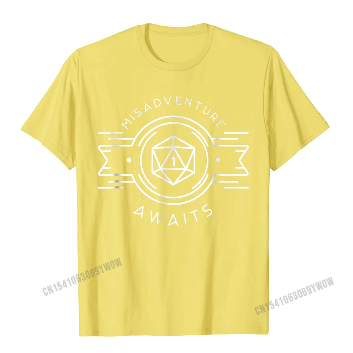 Casual T-shirts for Men Printed Summer Autumn T Shirt Short Sleeve Latest Personalized Sweatshirts O-Neck 100% Cotton Funny Misadventure Awaits Polyhedral D20 Dice Set T-Shirt__1036 yellow