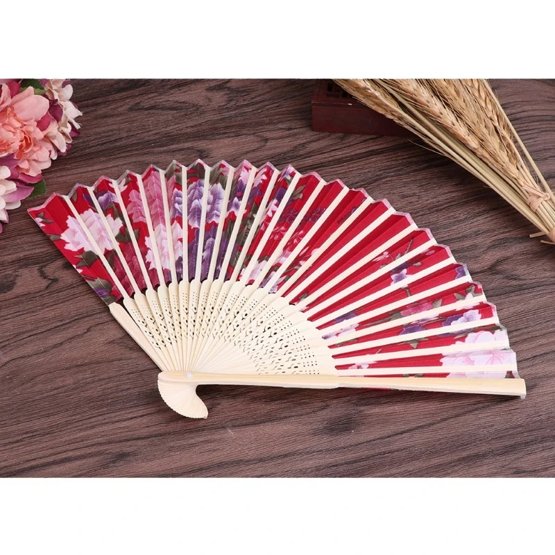 Colorful Chinese Bamboo Folding Hand Fan Flower Floral Wedding Dance Party Decor Au08 19 Dropship