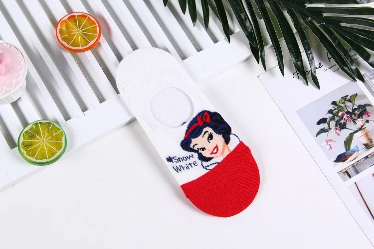 Disney с мультипликационным мотивом для маленькой принцессы носки-башмачки сезон весна-лето женские носки-башмачки сладкий без застежек с мелким мыском Носки для женщин
