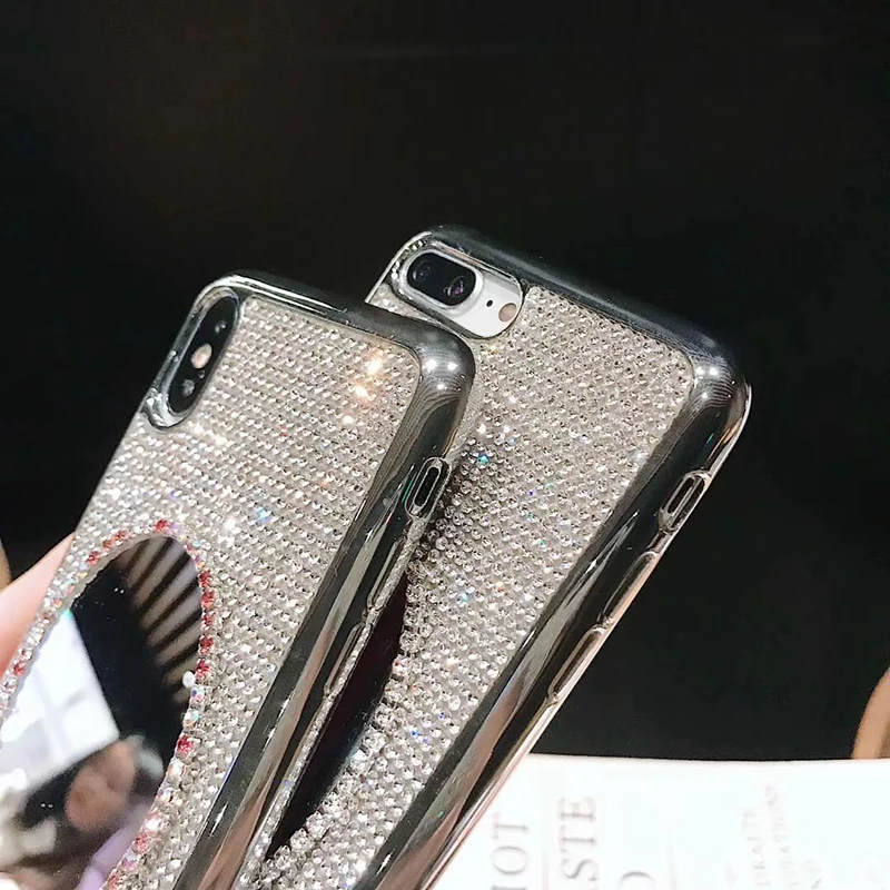 Блестящий чехол со стразами для iphone XS MAX XR 10X7 8 Plus 6 6s мягкая Бриллиантовая