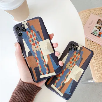 

Retro Geometric Silk Pattern Phone Case For iphone XS Max XR X 11 Pro Max Cover Fashion Simple Soft Case For iphone 7 8 plus 11