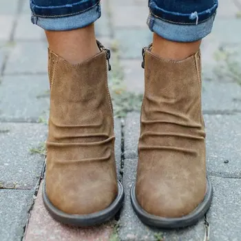 

Autumn Fashion Winter Women's Ankle Boots Solid Color Thick Heel High Heel Females Boots Casual Side Zipper Shoes Booties Woman