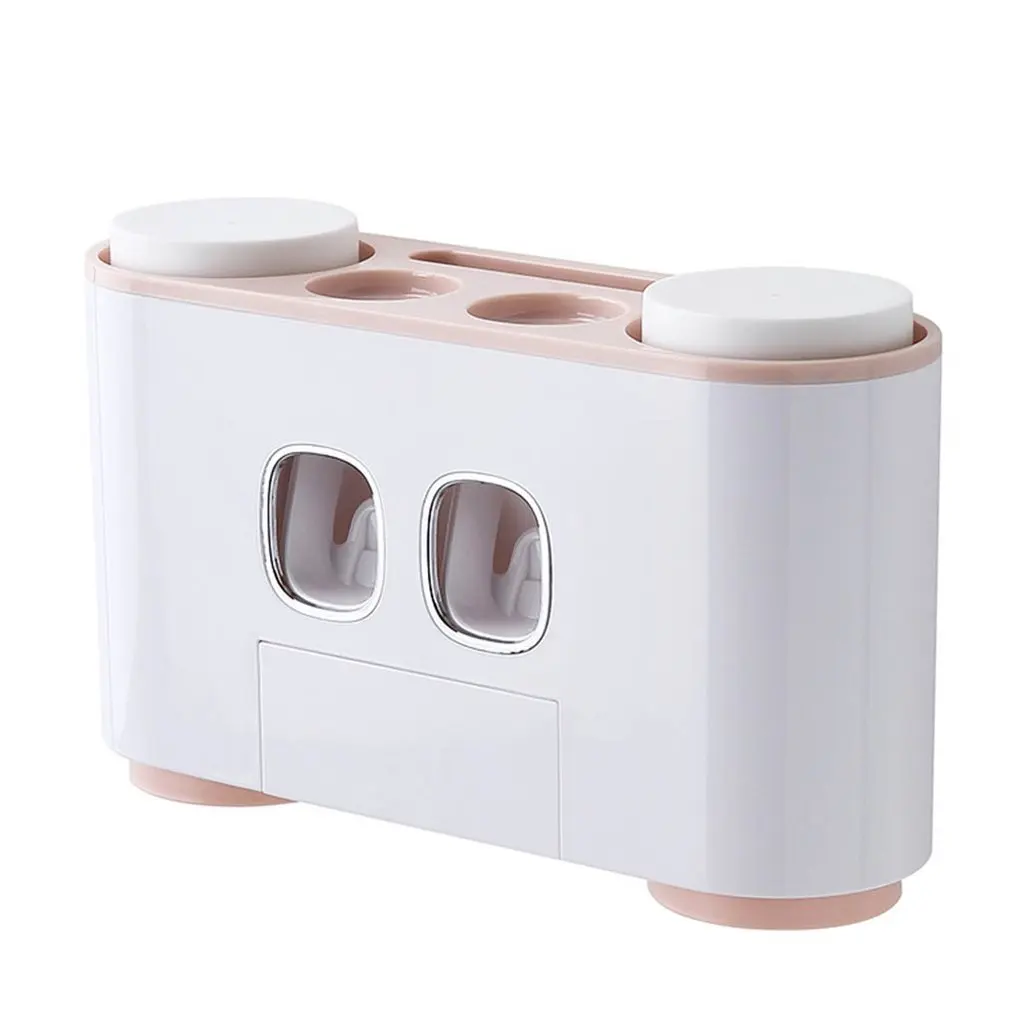 Светло-желтый Bathroom Toothpaste Dispenser Toothbrushes Holder Cup Wall Mount Washing Sets Creative Automatic Toothpaste Squeezers - Цвет: Светло-желтый